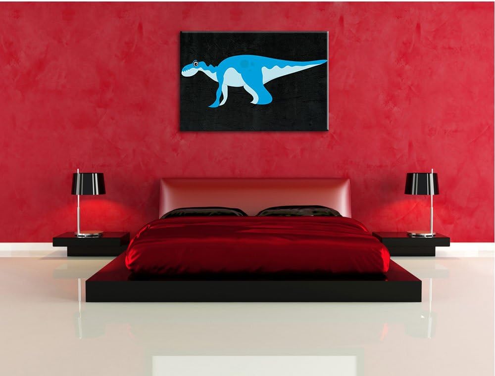 Pixxprint Niedlicher Dinosaurier schwarz, Format: 100x70 auf Leinwand, 100x70