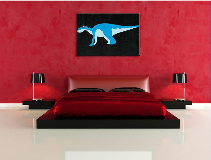 Pixxprint Niedlicher Dinosaurier schwarz, Format: 100x70 auf Leinwand, 100x70