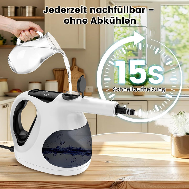 Granarbol 400ml Dampfreiniger-Handgerät, Leicht, 15s Schnellheizung Schwarz, Schwarz