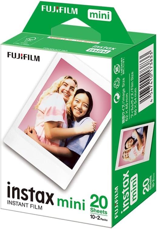 Fujifilm Instax Mini Instant Film, 2X 10 Blatt (20 Blatt), Weiss & Mini Frame WW1 Rainbow, Bunt