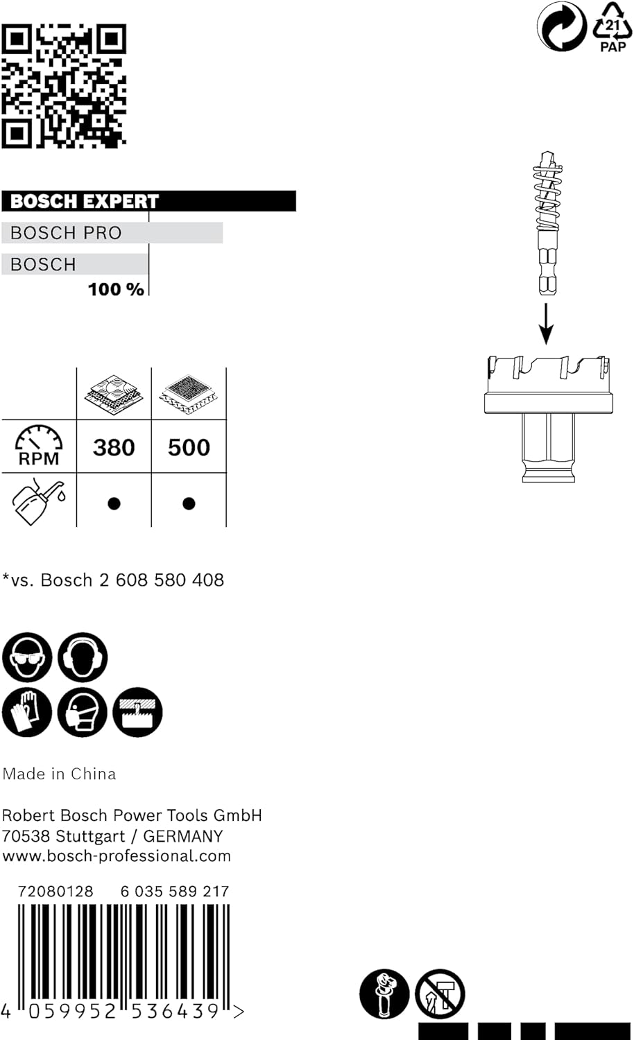 Bosch Professional 1x Expert Sheet Metal Lochsäge (für Stahlbleche, Edelstahlbleche, Ø 32 mm, Zubehö