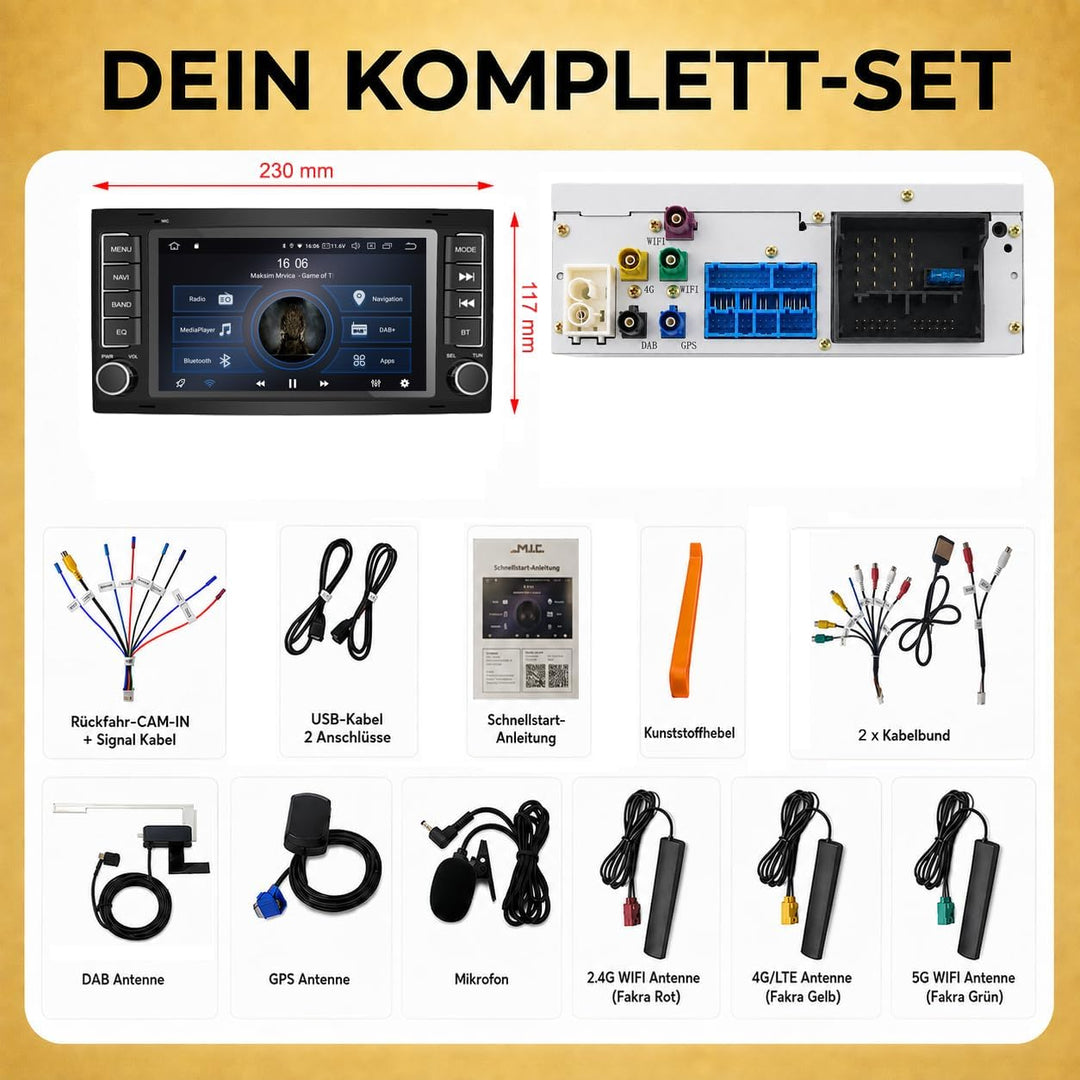 M.I.C. AVTO7 Android 12 Autoradio mit navi Qualcomm Snapdragon 665 4G+64G Ersatz für VW T5 multivan