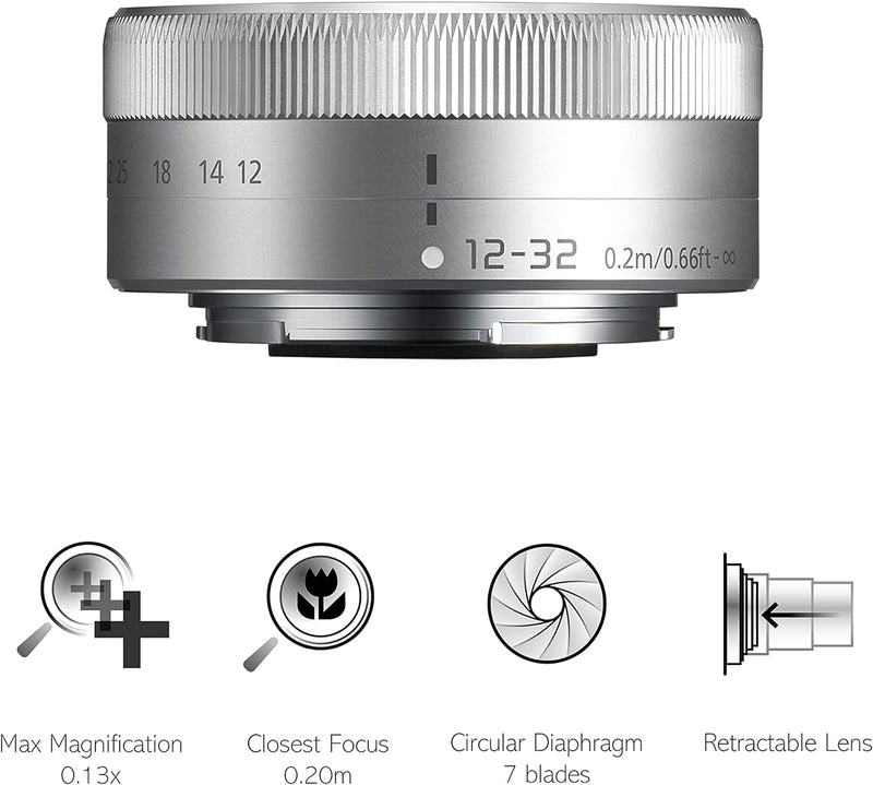 Panasonic Lumix H-FS12032E-S 12-32mm Objektiv für G-Serie Kamera (MEGA O.I.S Bildstabilisator, 2 asp