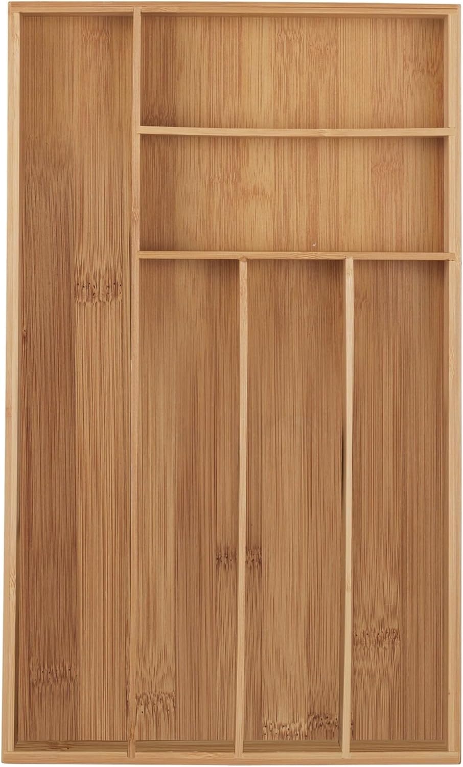 Relaxdays Besteckkasten, 6 Fächer, Bambus, Besteck & Küchenutensilien, Schubladenkasten schmal, 5 x