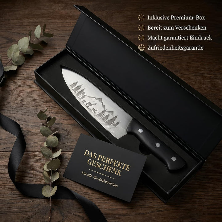 FIXLINE® Chefmesser 20cm BLACK FOREST Edition – Starkes Allround-Kochmesser - rasiermesserscharf - r