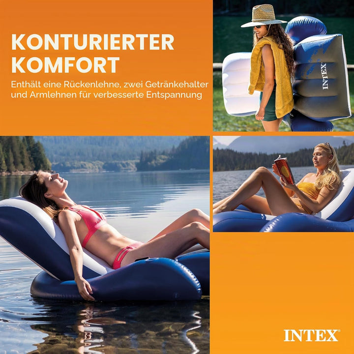 Intex Floating Recliner Lounge - Aufblasbarer Badelounge, mehrfarbig, 180 x 135