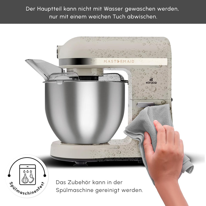 Karaca Mastermaid Chef Pro Double Armed Küche Koch 1500W Soft Cream, Glänzend Cream, 1500W, 5 L Mixe