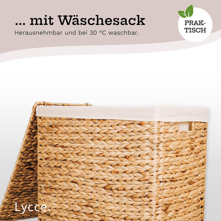 Lycce Wäschekorb mit Deckel 80L Nischenwäschekorb Wasserhyazinthe (Gr. 3) Grösse 3, Grösse 3