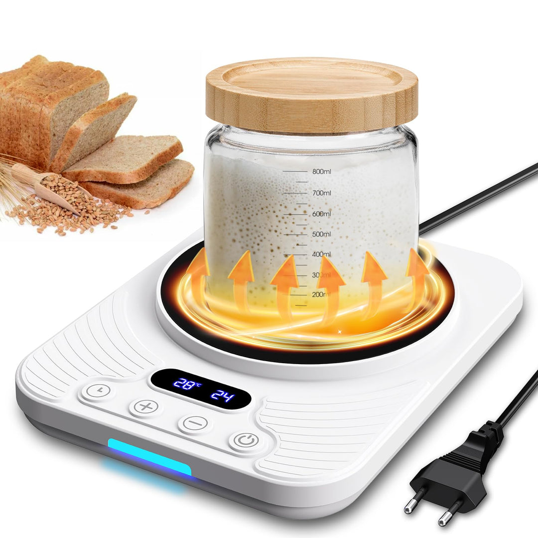 Sauerteigstarterwärmer, Wärmeplatte Präzise 1℃ Thermostat (21-43℃), 24H Timer, Automatische EIN/Aus-