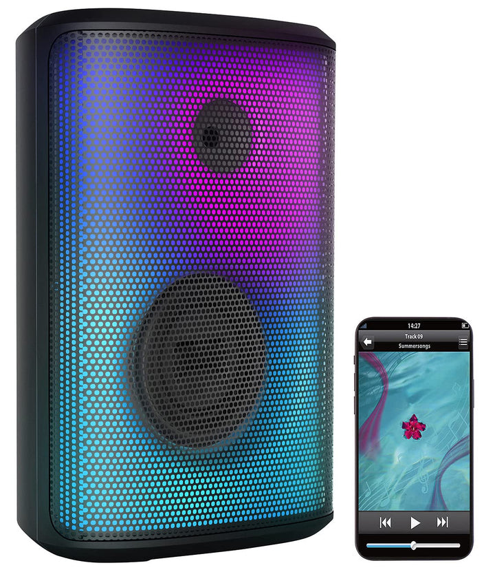 auvisio Partybox: Mobile Outdoor-PA-Partyanlage & -Bluetooth-Boombox, Lichteffekte, 200W (Karaoke Bo