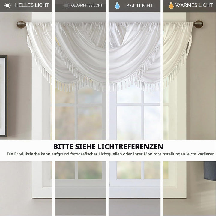JLA Home INC Madison Park Elena Volant mit Wasserfall-Verzierung, Kunstseide, Volant für Fenster, 96