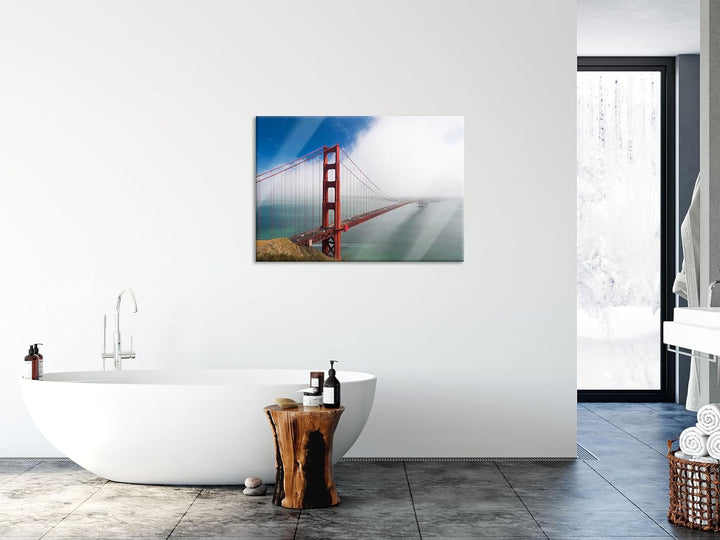 Pixxprint Glasbild | Wandbild aus Echtglas | Golden Gate Bridge San Francisco | 80x60 cm | inkl. Auf