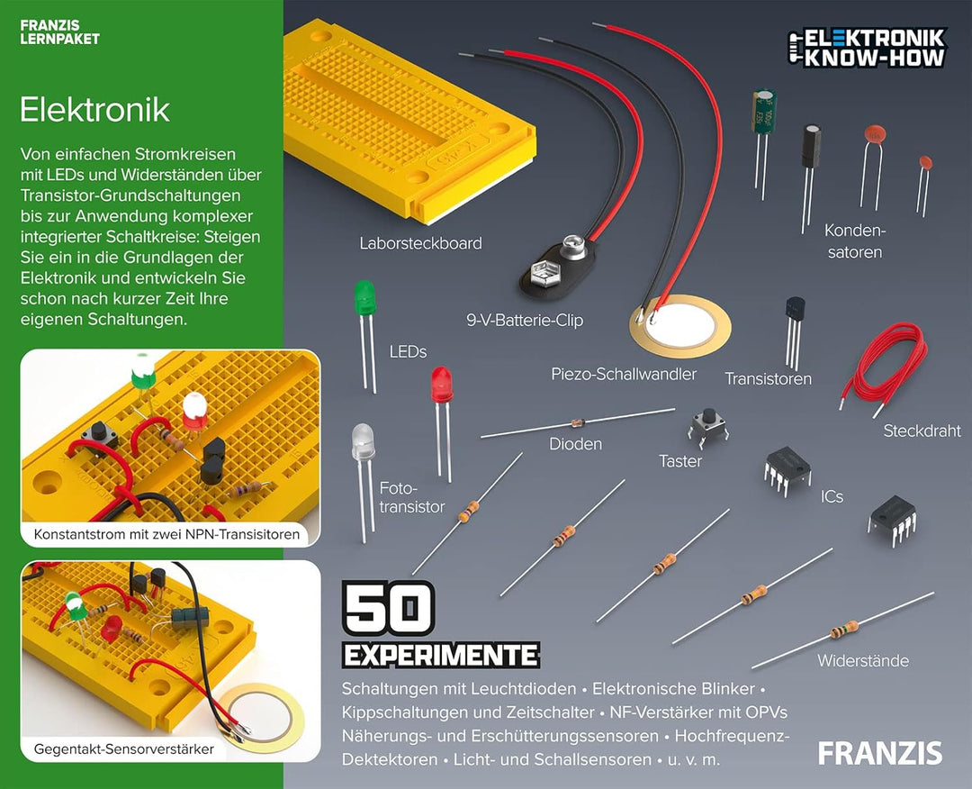 FRANZIS 65272 - Lernpaket Elektronik - Der Schnellstart in die Elektronik - 50 spannende Experimente