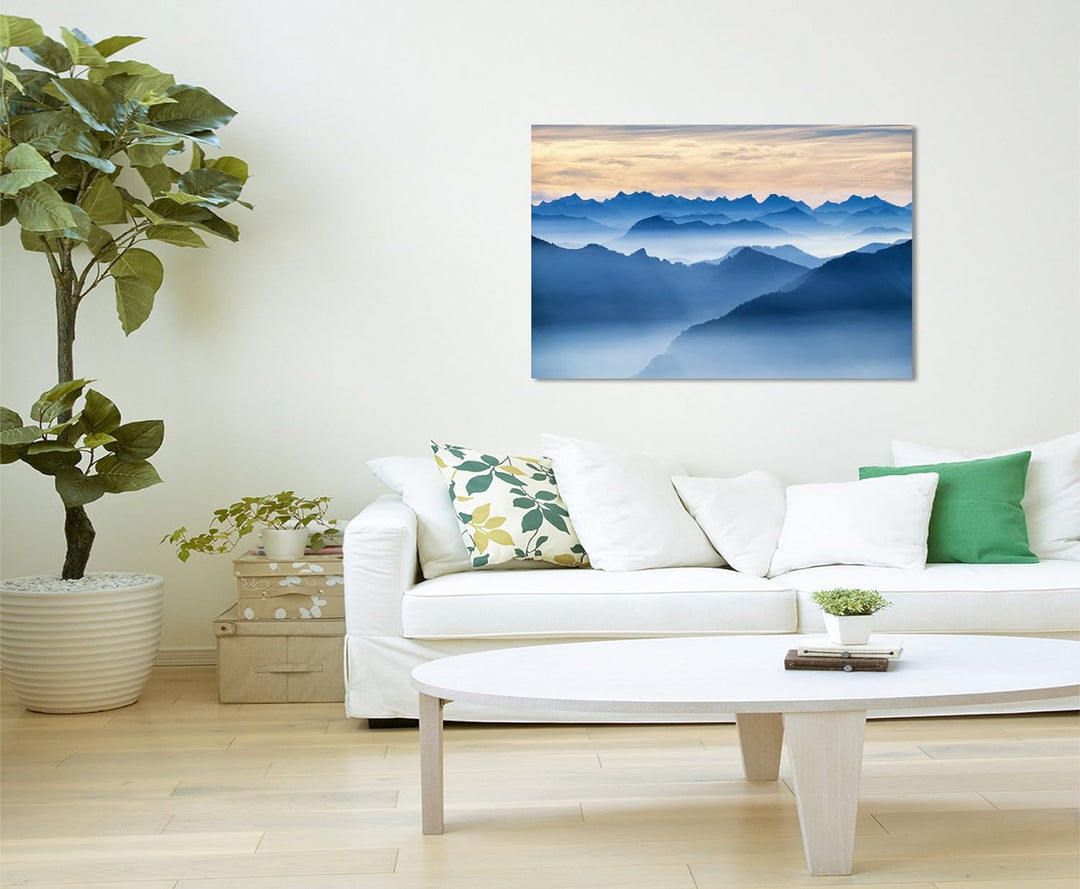 Paul Sinus Art Kunstfoto auf Leinwand 60x40cm Landschaftsfotografie – Wendelstein Gebirge, Bayern au