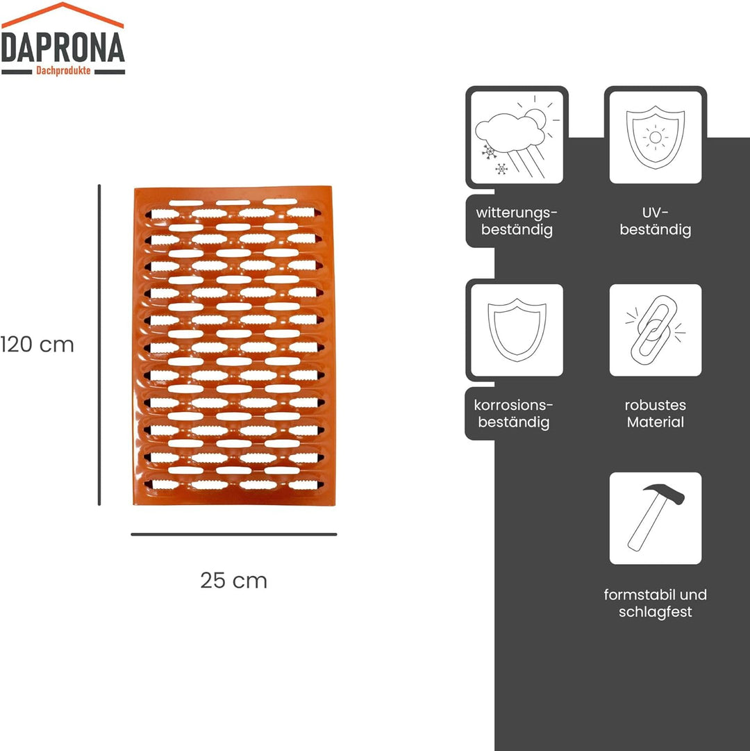 DAPRONA Laufrost für Schornsteinfeger, verzinkt Ziegelrot 120cm, Robustes Gitterrost, Nutzbar als Fl