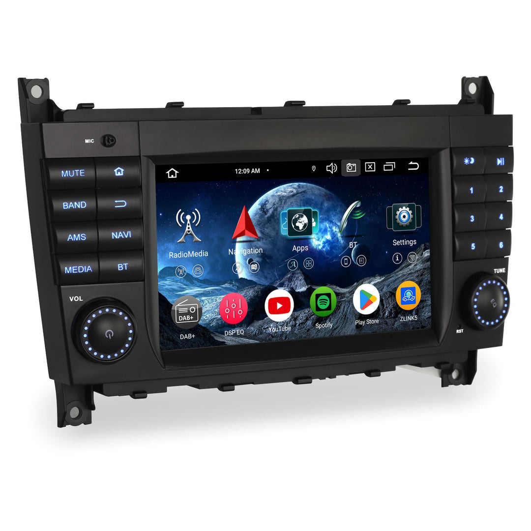 Erisin 7 Zoll 8-Kern 4GB+64GB Android 14 Autoradio 2Din GPS Navigation für Mercedes Benz C Klasse W2