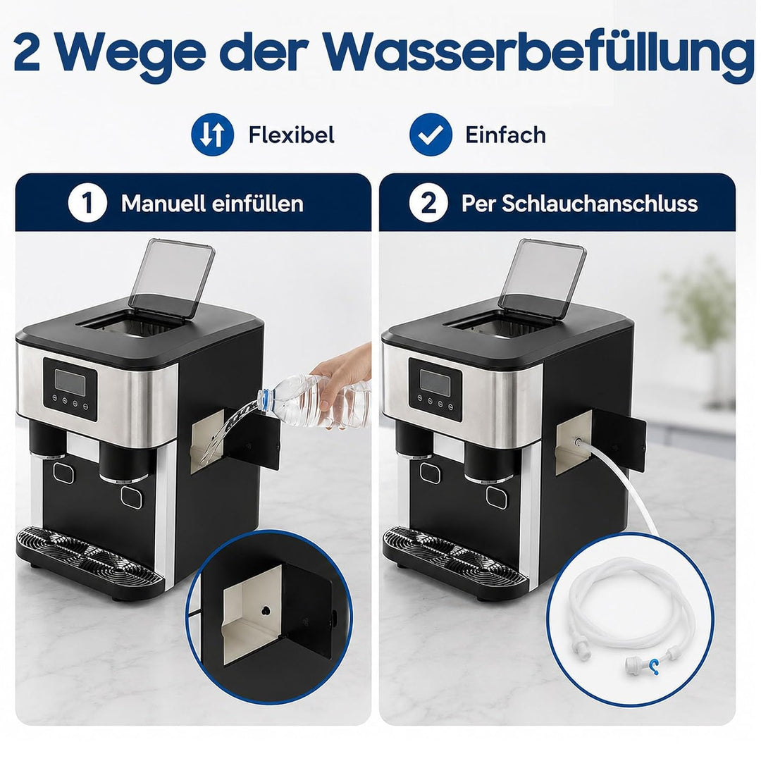 3-in-1 Eiszubereiter - Eiskubermaschine für Gehacktes Eis und Eiswürfel, 10-15 kg Eis pro Tag in 8-1