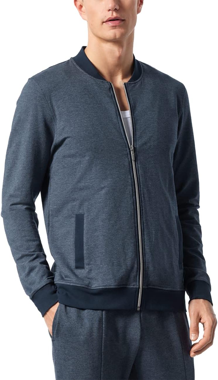 Schiesser Herren Jacke Pyjamaoberteil 56 Dunkelblau-gem., 56 Dunkelblau-gem.