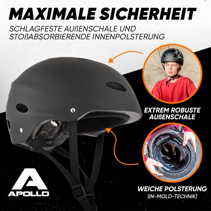 Apollo Skaterhelm Herren, Damen und Kinder | Kinderfahrradhelm | Verstellbar | Skateboard, Scooter,