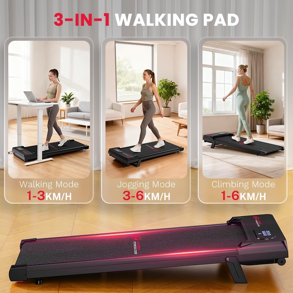 Walking Pad Laufband mit 5% Steigung, 2,5 PS Motor, 1-6 km/h, Unter Schreibtisch Laufband bis 150 kg