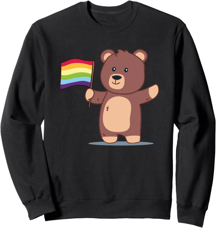Süsser Teddybär Bär mit Regenbogen Flagge Sweatshirt
