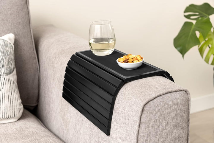 Bambus Sofatablett für die Armlehne- Anti-Rutsch, Flexibler Sofatisch - Langlebiger Couchtisch mit e