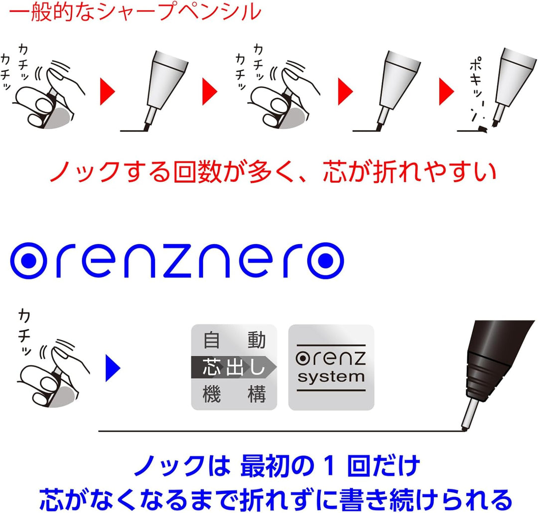 Pentel PP3005-A ORENZNERO Druckbleistift mit automatischem Minenvorschub, bruchsichere Mine, schwarz