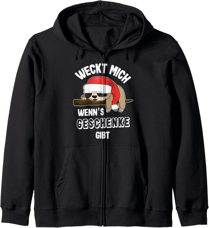 Christmas Schlafanzug Weihnachten Faultier Winterschlaf Kapuzenjacke