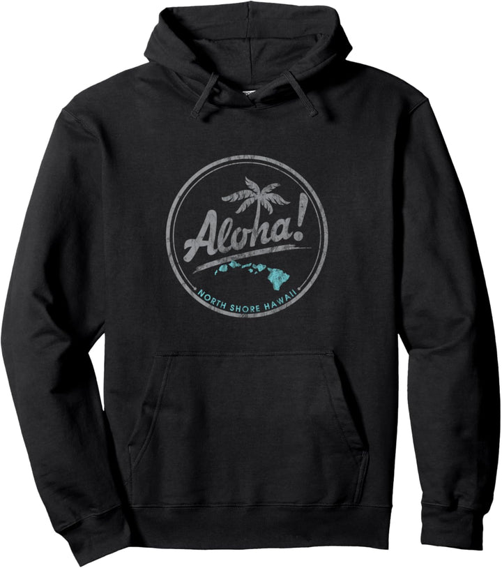 Aloha Palm Tree Islands Vintage Style Pullover Hoodie