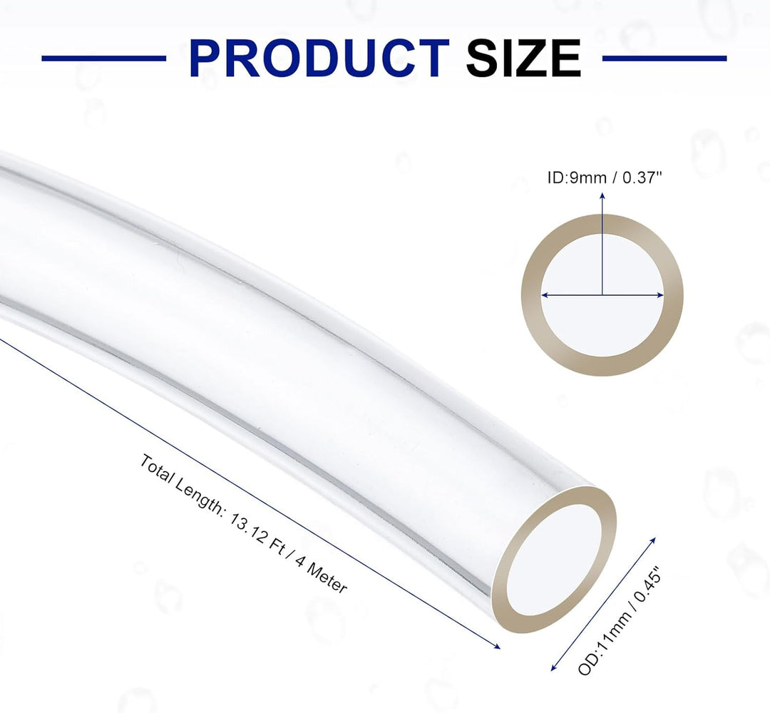 QUARKZMAN PVC Schlauch 9mm ID x 11mm OD (4 Meter) - Aquarium Schläuche - Gummischlauch Bierschlauch