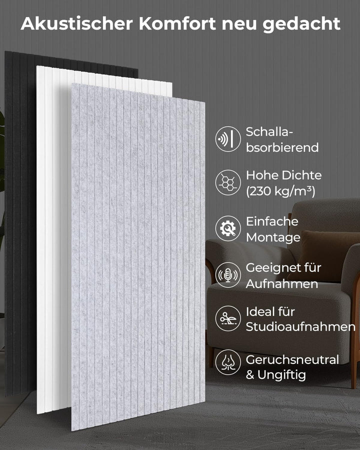 Akustikpaneele Selbstklebend, 10 Stück 120x60x0.9 cm(7.2m²) Wandpaneele Selbstklebend, Hohe Dichte S