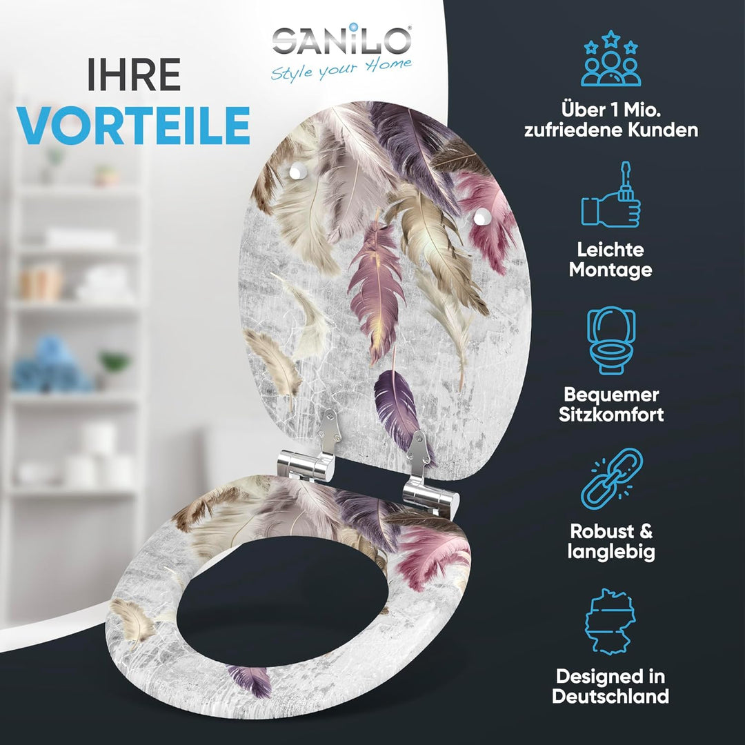 Sanilo WC Sitz mit Absenkautomatik, viele neue Toilettendeckel zur Auswahl, hochwertige Oberfläche,