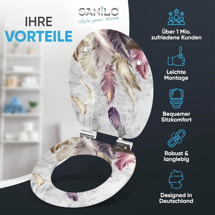 Sanilo WC Sitz mit Absenkautomatik, viele neue Toilettendeckel zur Auswahl, hochwertige Oberfläche,
