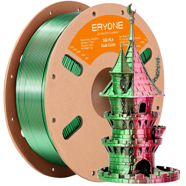 ERYONE Dual Zweifarbig PLA Filament 1.75mm, 3D Drucker Filament 1kg Spule +/- 0,02 mm, Rote und Grün