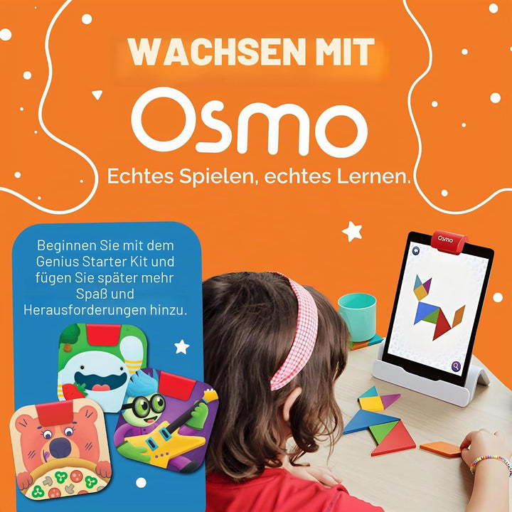 Osmo Genius Starter-Set für iPad + Familienspiel Night7 Lernspiele für Rechtschreibung, Mathematik u