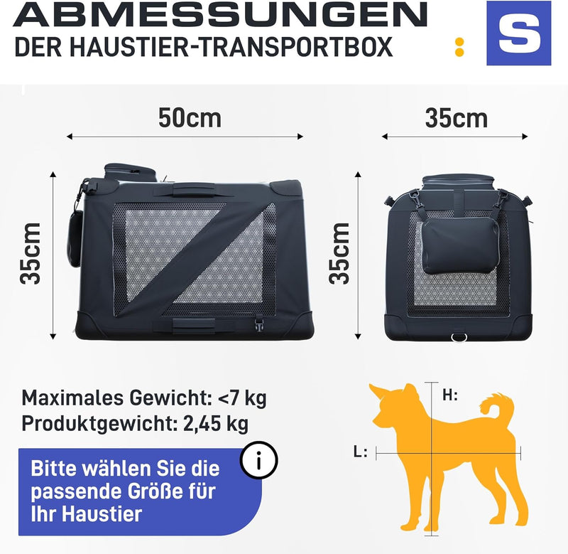 PetProved Hunde Reisebox Hundetrage Haustiertragetaschen für Hunde Kleine Hunde Autobox Transportbox