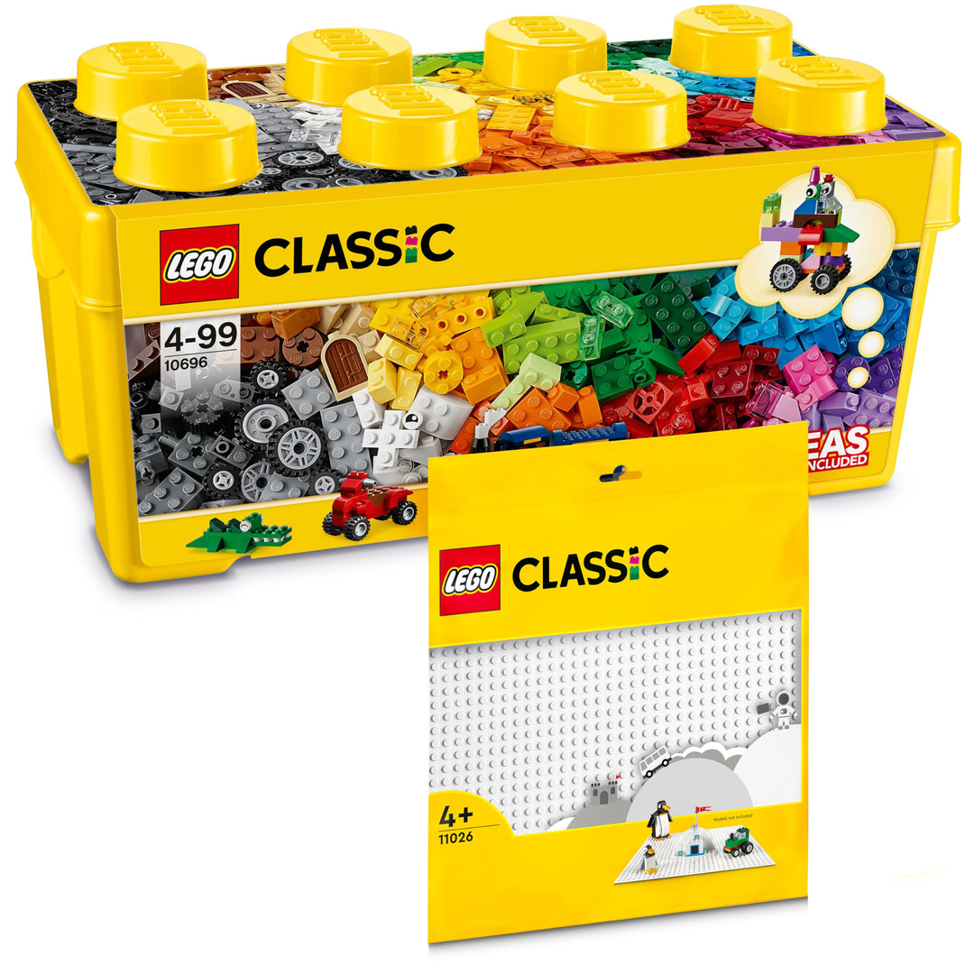 Lego Classic Bausteine Box Mittelgross + Weisse Lego Platte: Aufbewahrungsboxen & Lego Platten Bundl
