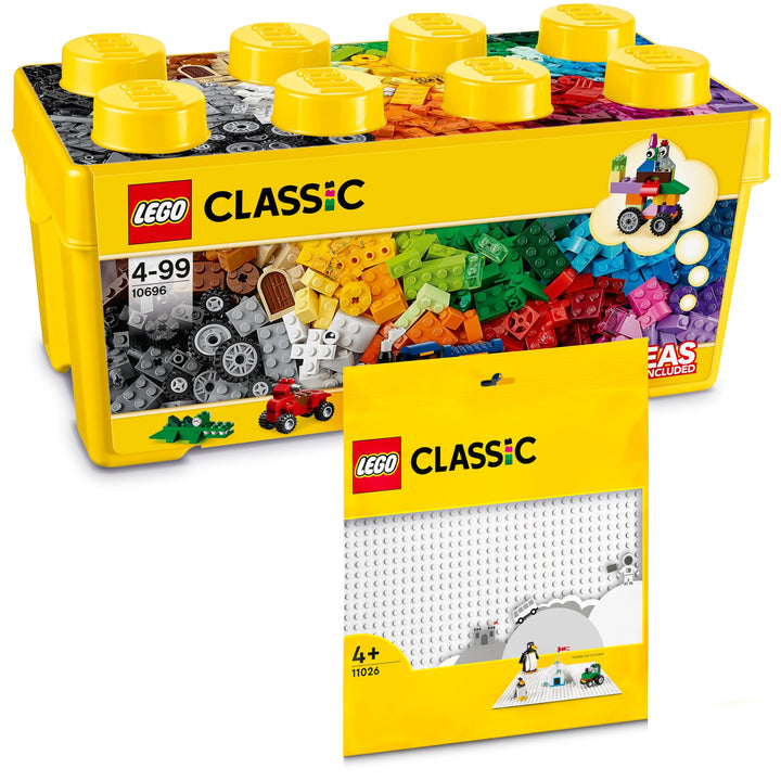 Lego Classic Bausteine Box Mittelgross + Weisse Lego Platte: Aufbewahrungsboxen & Lego Platten Bundl