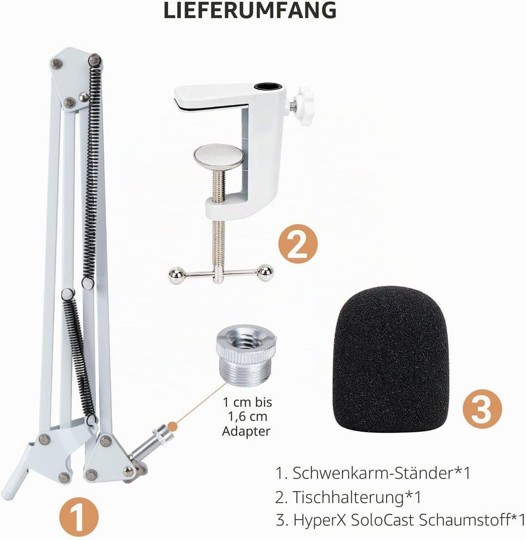 SUNMON für HyperX SoloCast / 2 Mikrofonarm– Universeller Solo Cast 2 Mic Boom Arm mit Mikrofonabdeck