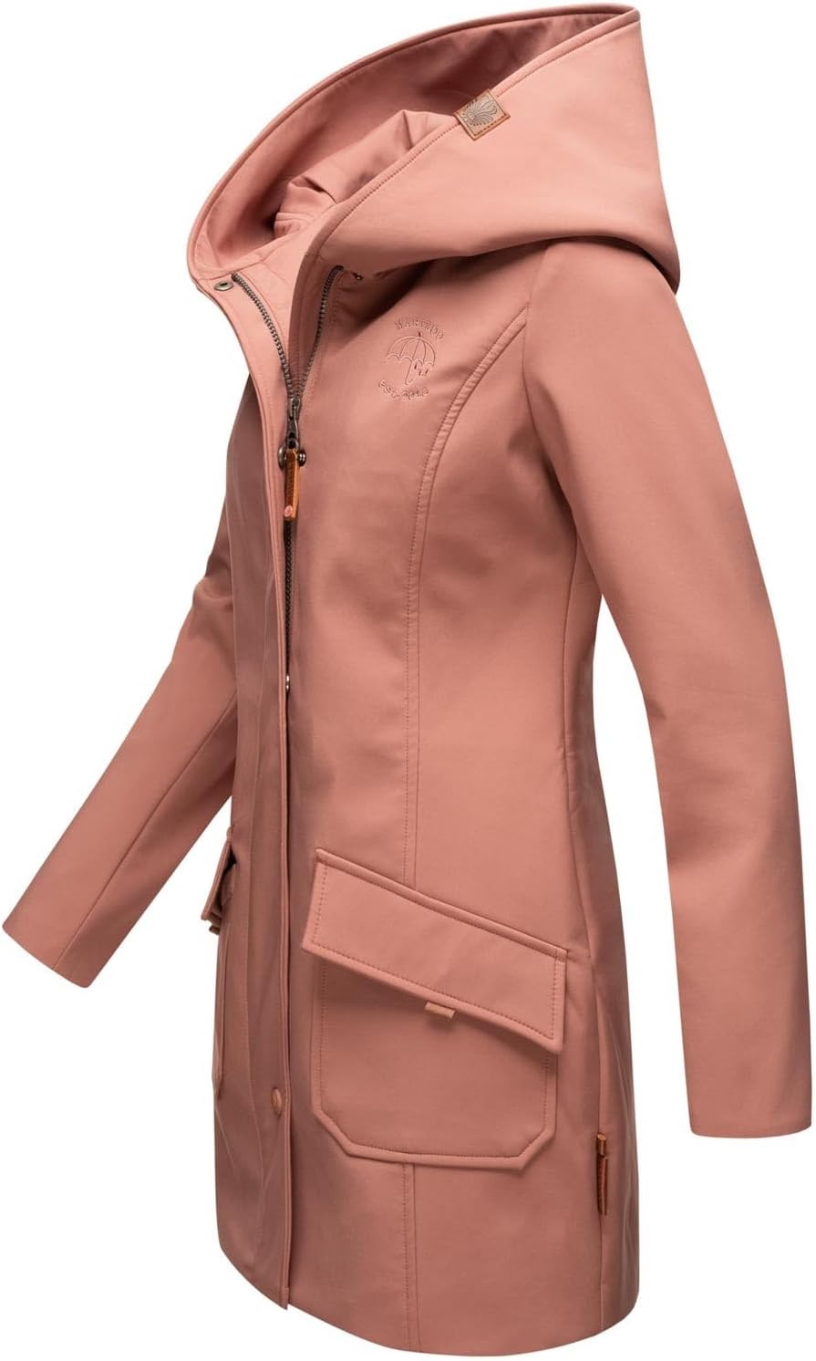 MARIKOO Damen Softshell Jacke Winterjacke wasserabweisend Outdoor lang B856 XS Terracotta, XS Terrac