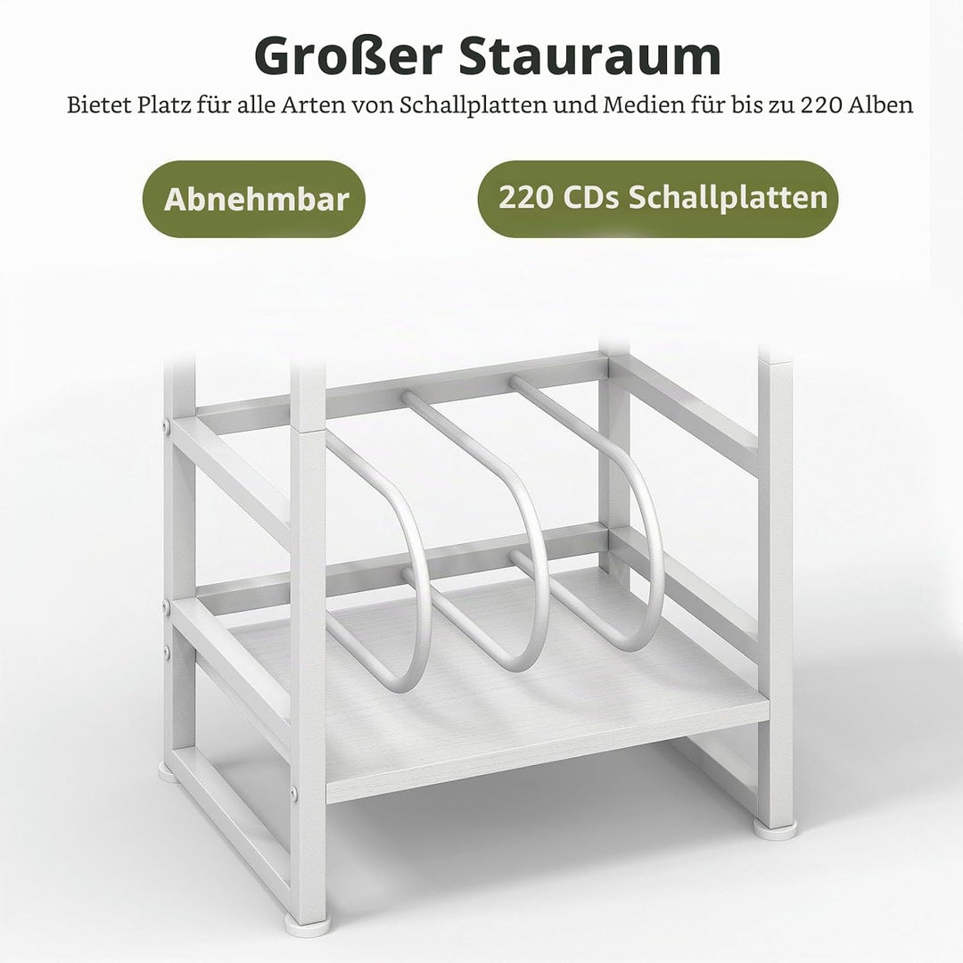 Plattenspieler-Ständer, 3 Etagen Beistelltisch,Plattenspielertisch Aufbewahrung von Schallplatten, b