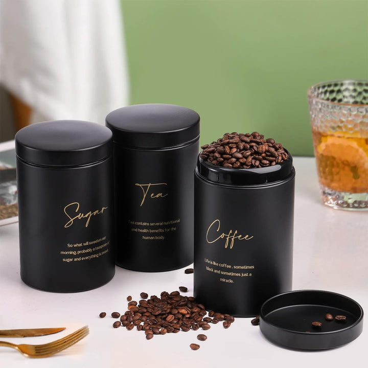 Hacaroa Set von 4 Brotkasten und Kanister Set, Metall Brot Bin Zucker Tee Kaffee Lagerung Kanister m