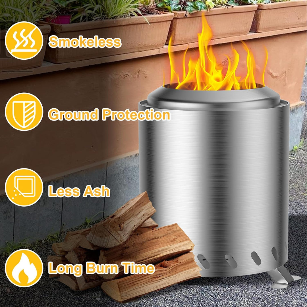 Feuerschale Outdoor, Fillis Rauchfreie Feuerstelle 16x16x20,5cm Edelstahl Feuertonne Feuerkorb Mini