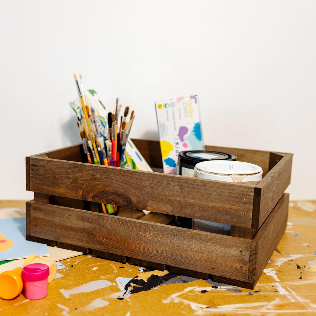 Creative Deco 3 x Holzkiste Wenge | Weinkisten Set Obstkiste Holz | 40 x 30 x 15 cm | Geschliffen |