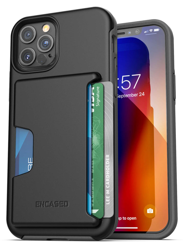 Encased Phantom Wallet Hülle für iPhone 12/12 Pro mit Kartenfach – Schutzhülle Handyhülle Stossfest
