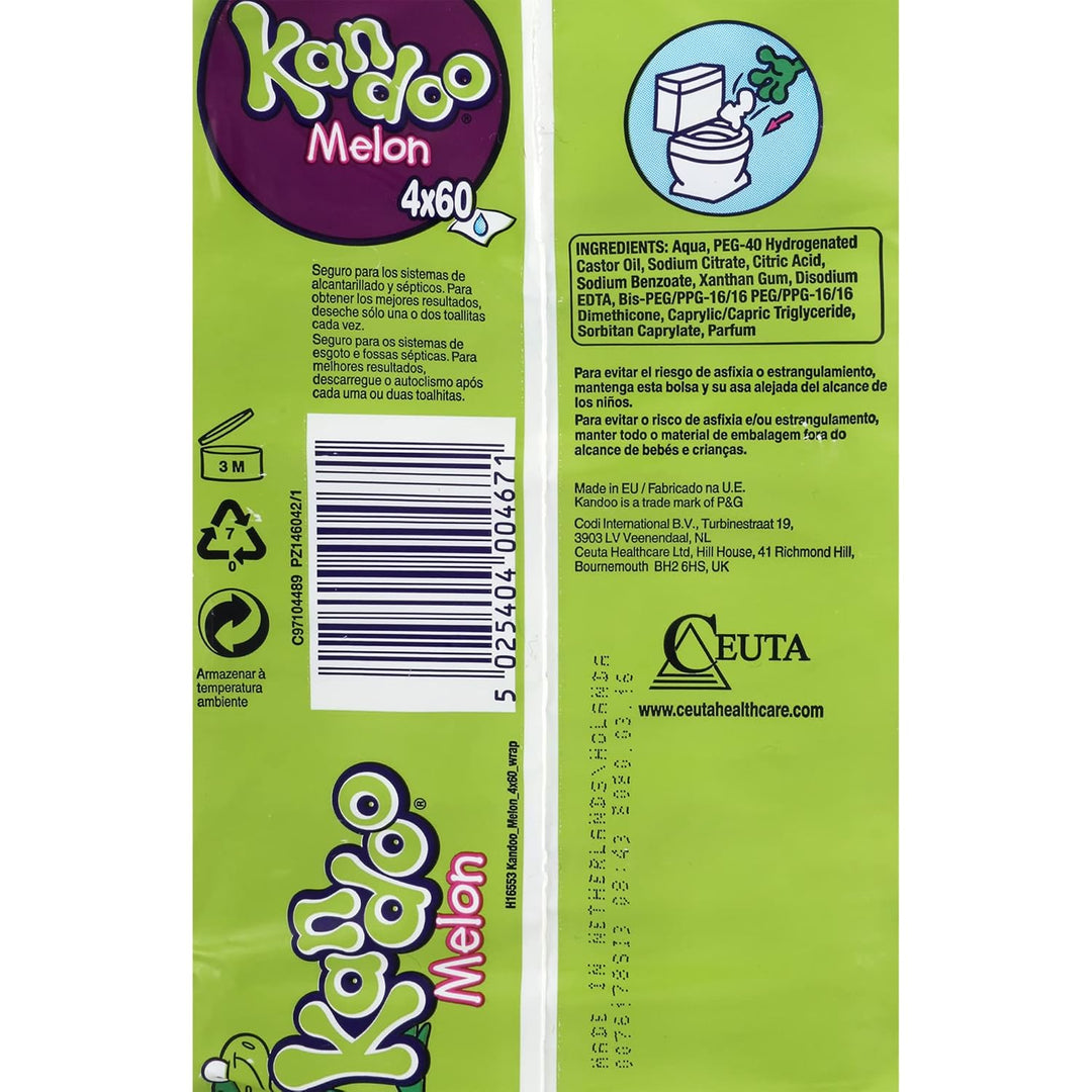 Kandoo Kandoo 0514400015 Nachfüll-Reinigungstücher, Duftmelone, 4 x 60 Stück, 118,9 g