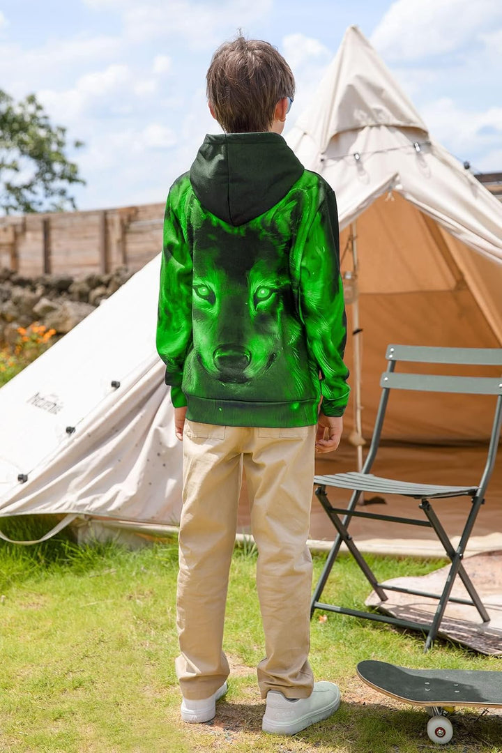 Fanient Pullover Jungen Mädchen 3D Print Fleece Hoodie Kinder Hooded Sweatshirt with Kangaroo Pocket