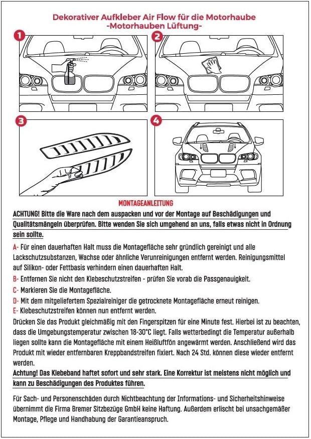 BREMER SITZBEZÜGE Motorhauben Lüftung Haubenhutzen Motorhauben Entlüftung kompatibel mit Peugeot 300