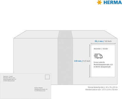 HERMA 4250 Versandetiketten, 100 Blatt, 99,1 x 139 mm, 4 Stück pro A4 Bogen, 400 Aufkleber, selbstkl