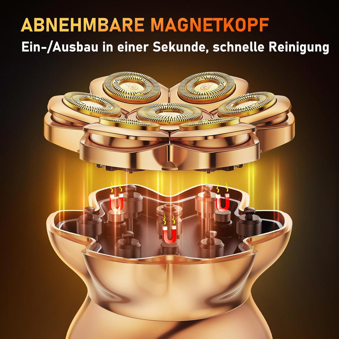 7D PRO Glatzen Rasierer Herren,MAXGROOM IPX6 Wasserdicht Kopfrasierer Glatze mit Magnetische Schwebe